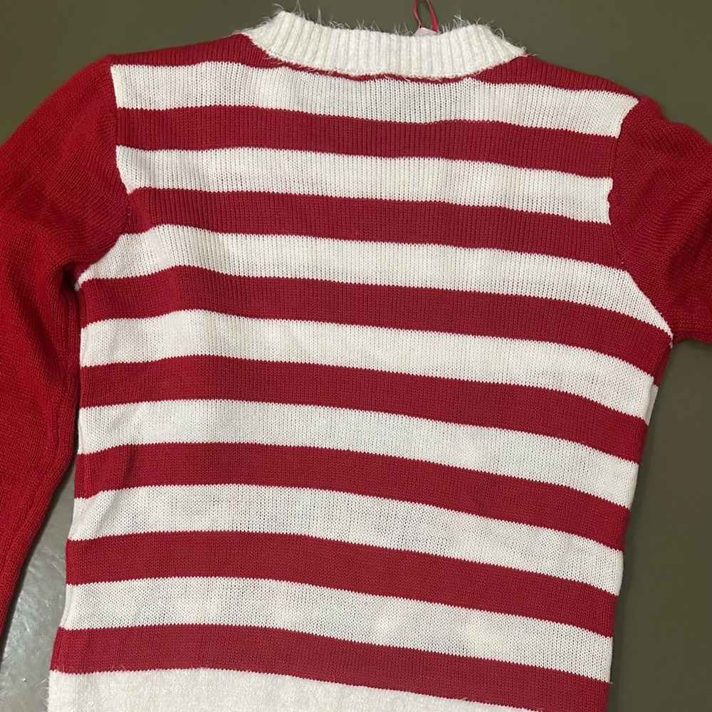 Playful Penguins Ugly Holiday Christmas Sweater Red and White - Picture 3 of 5